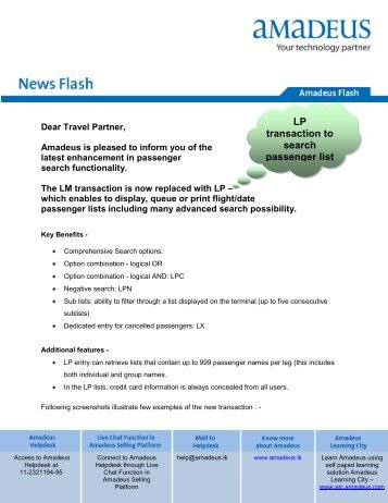 LP transaction to search passenger list
