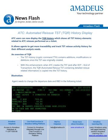 ATC Automated Reissue TST (TQR) History Display