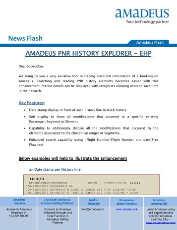 AMADEUS PNR HISTORY EXPLORER - EHP