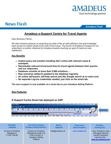 Amadeus e-Support Centre for Travel Agents