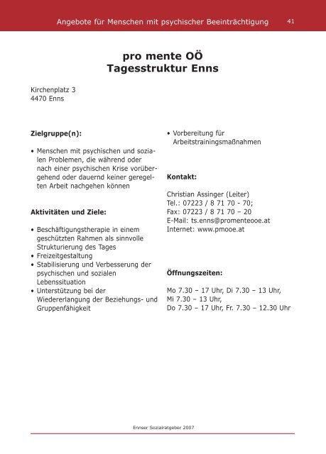 Sozialratgeber der Stadt Enns