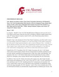 FOR IMMEDIATE RELEASE - USC Alumni Association - University ...