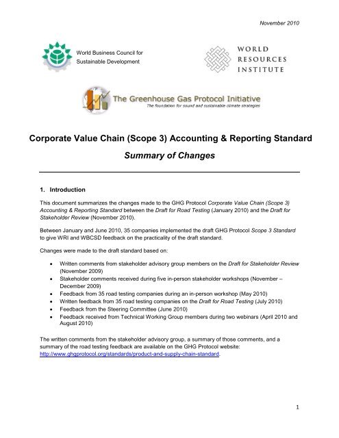 Corporate Value Chain (Scope 3) Accounting & Reporting Standard ...