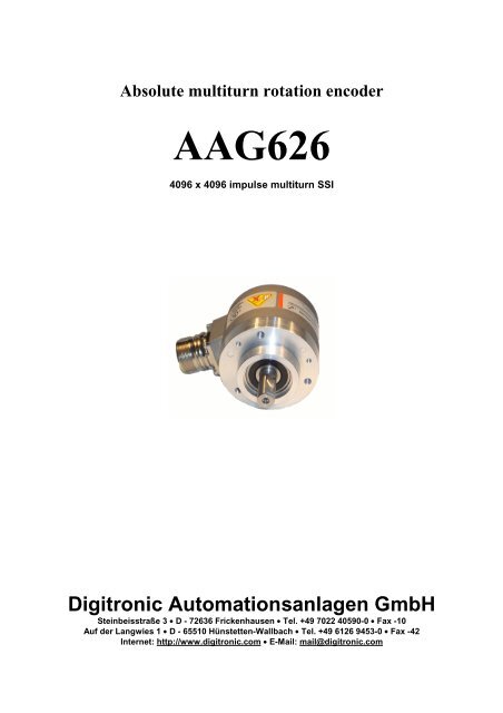 Digitronic Encoder Absolute multiturn rotation encoder AAG626 - Digitronic GmbH