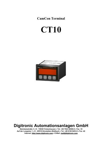 CamCon Terminal CT10 Digitronic ... - Digitronic GmbH