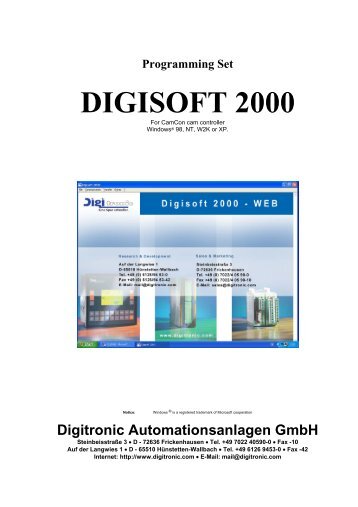 Programming Set DIGISOFT 2000 - Digitronic GmbH