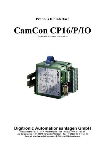 Profibus DP Interface CamCon CP16/P/IO - Digitronic GmbH