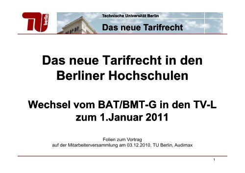 Das neue Tarifrecht in den Berliner Hochschulen - der ...