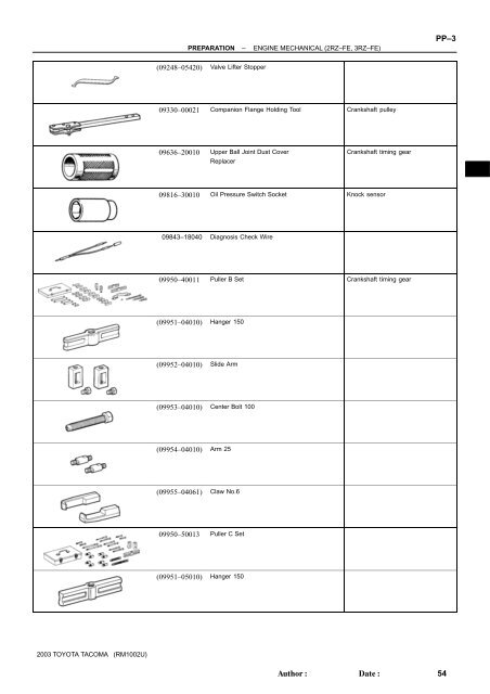 ENGINE MECHANICAL (2RZ–FE 3RZ–FE)