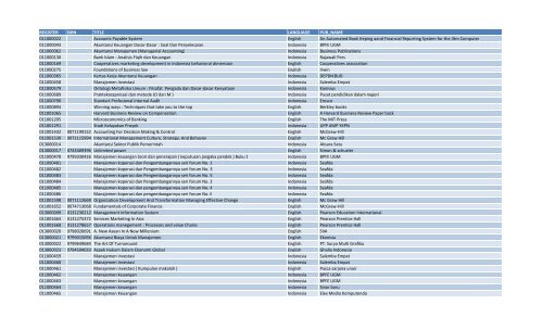 Daftar Buku Berdasarkan Judul Per Juli 2013 Fakultas