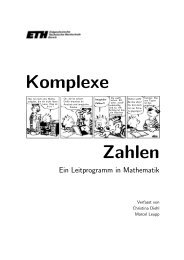 Einführung in die Komplexen Zahlen (I): Grundlagen∗ - ETH Zürich
