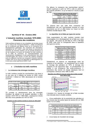 L'industrie maritime mondiale 1970-2000 : Panorama des ... - Isemar