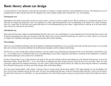 Basic theory about car design