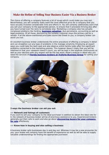 Make the Refine of Selling Your Business Easier Via a Business Broker.pdf