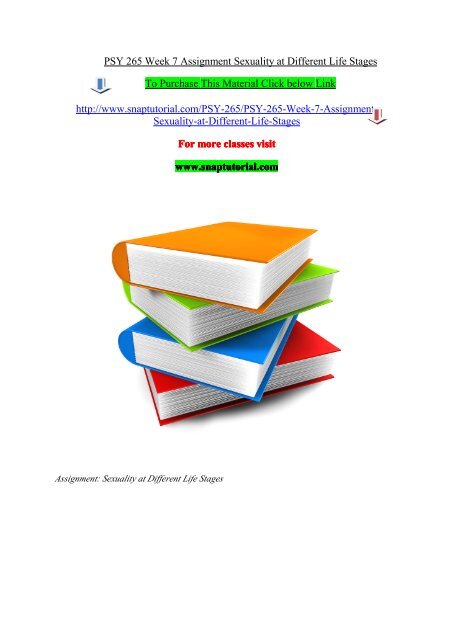 PSY 265 Week 7 Assignment Sexuality at Different Life Stages