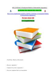 PSY 270 Week 2 Checkpoint Models of Abnormality Appendix C