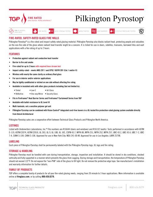 Pilkington Pyrostop Fire Rated Safety Rated Glass Fire Walls