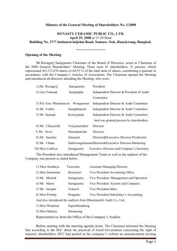 DCC Minutes Shareholders'Meeting 2008-Eng - Dynasty TileTop