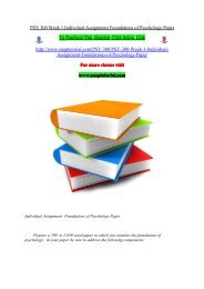 PSY 300 Week 1 Individual Assignment Foundations of Psychology Paper