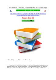 PSY 300 Week 2 Individual Assignment Phobias and Addictions Paper