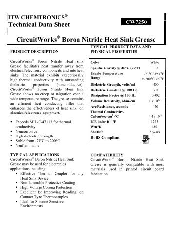 Technical Data Sheet CircuitWorks Boron Nitride Heat Sink Grease