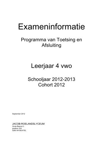 VWO 4 2012-2013 - Jacob-Roelandslyceum