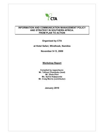 Download Workshop Report [PDF] - ICM strategy development - CTA