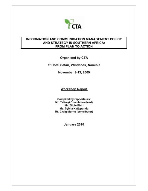 Download Workshop Report [PDF] - ICM strategy development - CTA