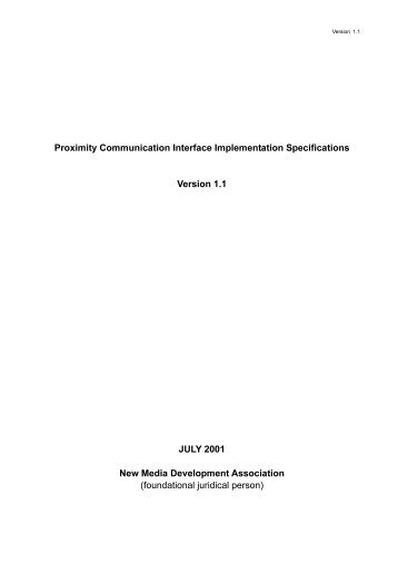 Proximity Communication Interface Implementation Specifications