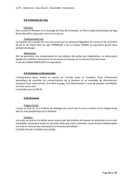 LOT n° 2 Création d'une fontaine CAHIER DES CLAUSES ...