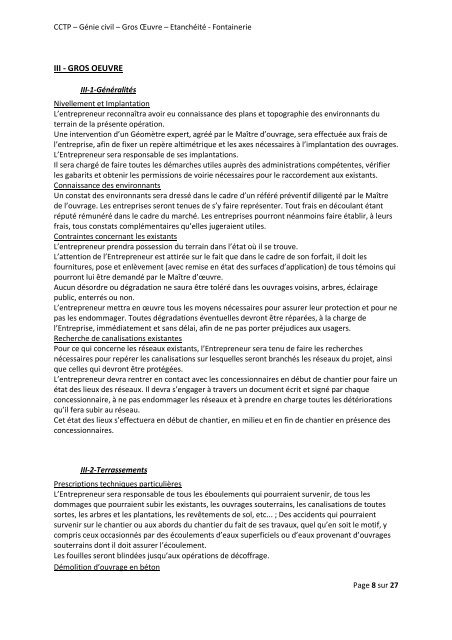 LOT n° 2 Création d'une fontaine CAHIER DES CLAUSES ...