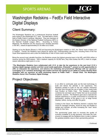 Washington Redskins – FedEx Field Interactive Digital ... - TMCnet