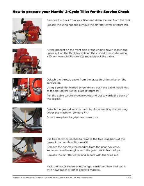 How to prepare your Mantis® 2-Cycle Tiller for the Service Check