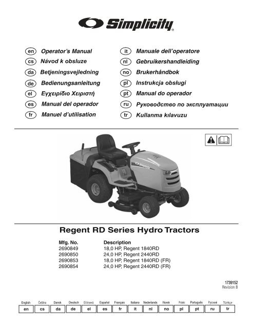 Regent Rd Series Hydro Tractors Regent Rd Series Hydro Tractors