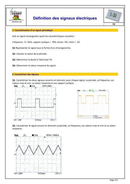 Définition des signaux électriques