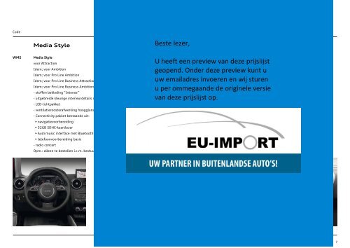 Audi A1 prijslijst Vanaf juni 2011 - EU-Import
