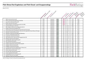 Fitch Stress-Test Ergebnisse und Fitch Einzel- und Gruppenratings