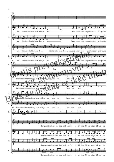 My heart will go on SATB solist - Korarrangementer