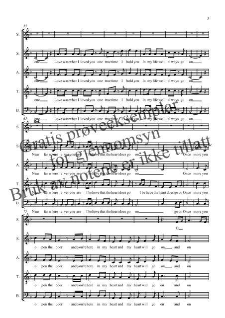 My heart will go on SATB solist - Korarrangementer