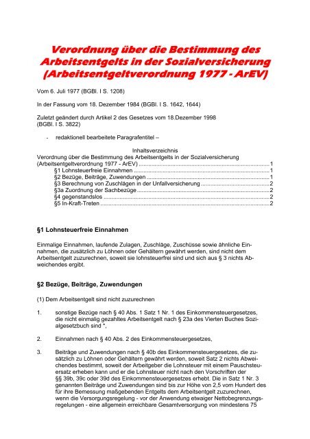 Arbeitsentgeltverordnung 1977