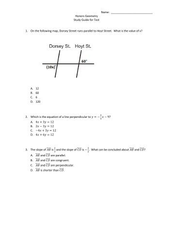 Honors Geometry Study Guide for Test 1. On the following map ...