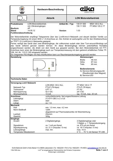 13001500_MSA_120_2ALL_TD_DE.pdf - ELKA-Elektronik GmbH