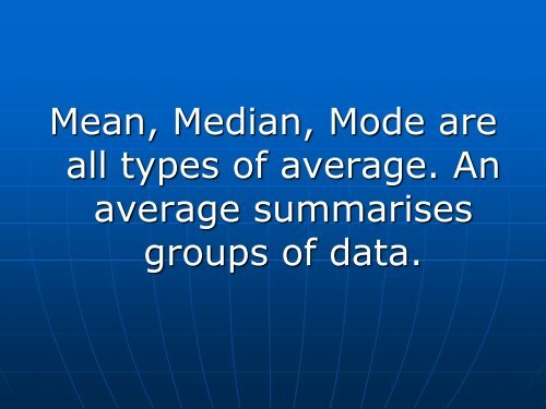 Mean Median Mode & Range