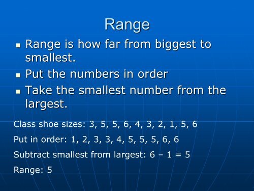 Mean Median Mode & Range