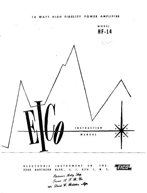 Eico HF 14 Owner's Manual & Schematics - Vintage Vacuum Audio