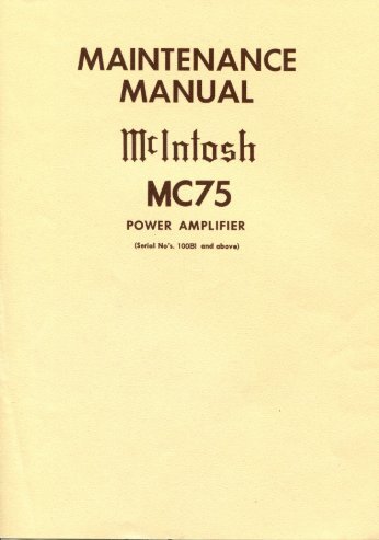 McIntosh MC75 Service Manual & Schematics - Vintage Vacuum ...
