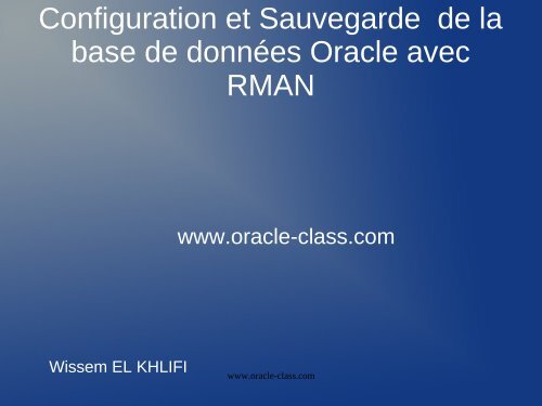 base de données Oracle avec RMAN