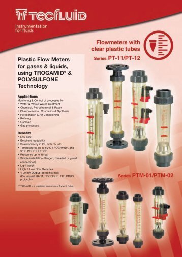 Plastic Flow Meters for gases & liquids using TROGAMID* & POLYSULFONE Technology