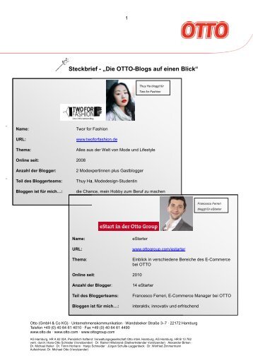 Steckbrief Corporate Blogs OTTO