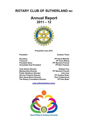 ROTARY CLUB OF SUTHERLAND INC Annual Report 2011 – 12